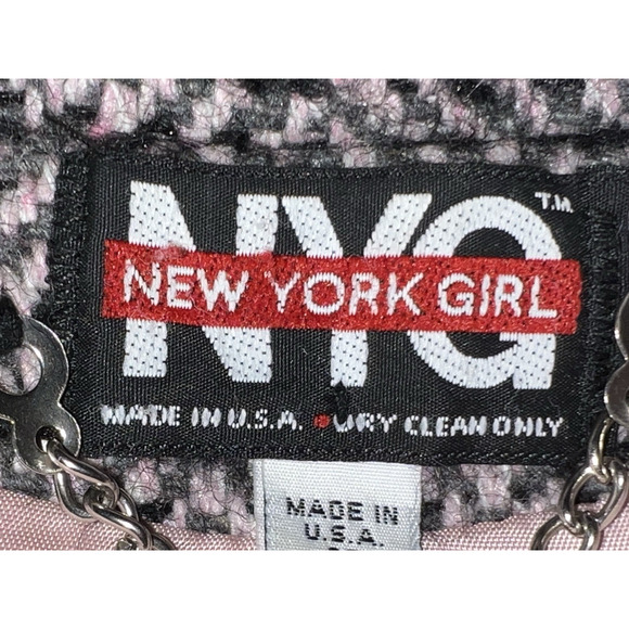Vtg New York Girl NYC Coat Wool Blend Tweed - Union Made - Pink Black - Sz S - Picture 11 of 16